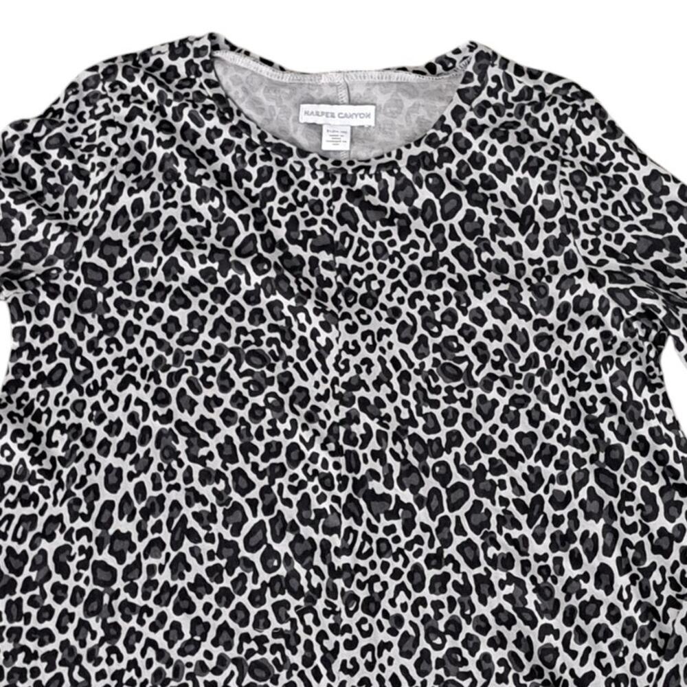 NWT Harper Canyon Girls Black Gray Leopard Long Sleeve Dress Size XL 14 16 - Picture 2 of 5